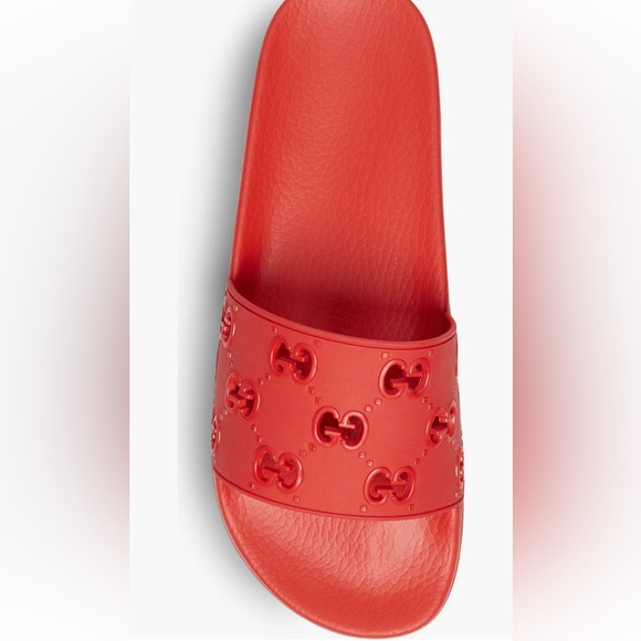 Gucci Vibrant Red Embossed mens Slides size 42 main image 4